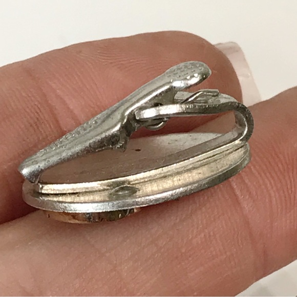 Vintage Swank Tie Clip with Horseshoe Equestrian Gold Silver Tone Men's Vintage - Picture 7 of 11